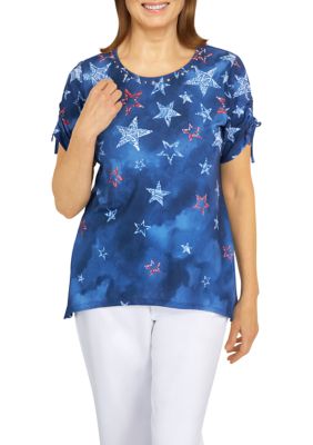 Women's Land of the Free Tie Dye Batik Stars Top