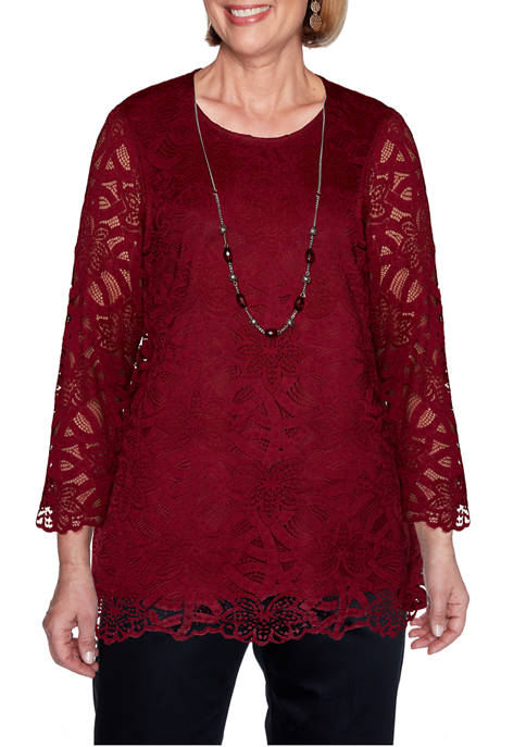 Womens Madison Avenue Solid Lace Top