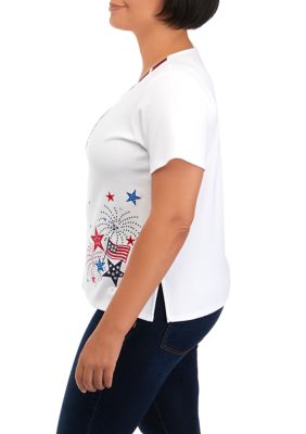 Petite Short Sleeve Fireworks T-Shirt