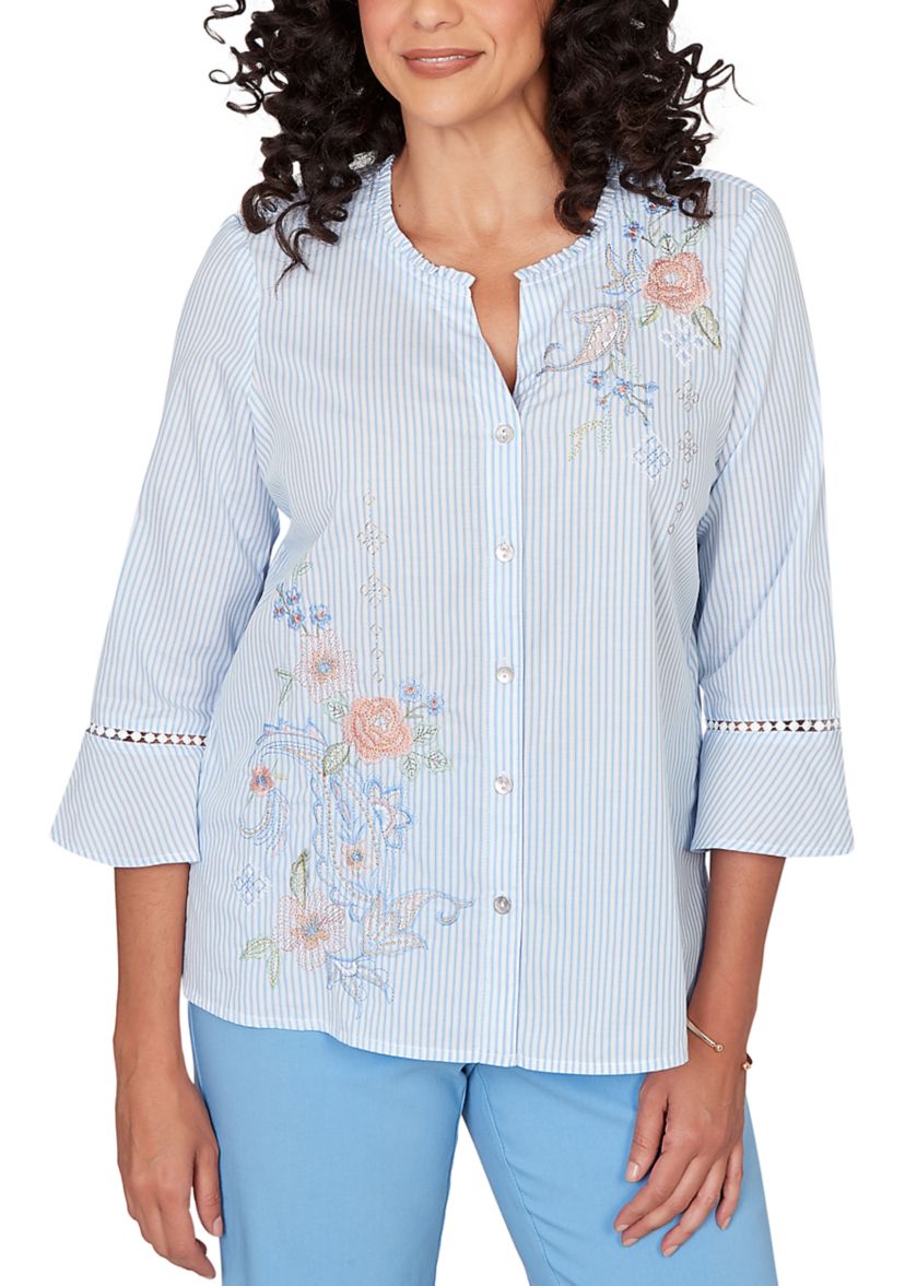 Womens St. Augustine Embroidered Striped Shirt