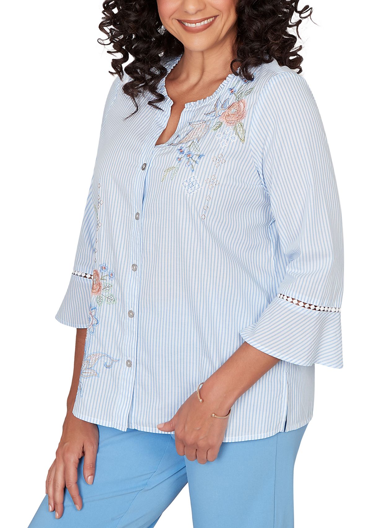 Womens St. Augustine Embroidered Striped Shirt