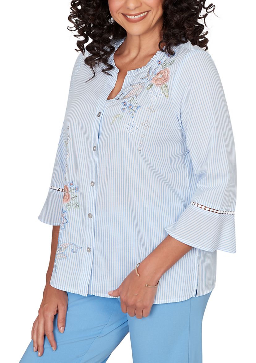 Womens St. Augustine Embroidered Striped Shirt