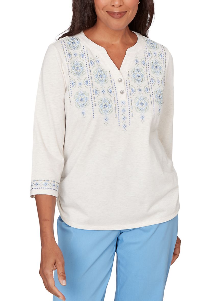 Womens St. Augustine Medallion Embroidered Yoke Shirt