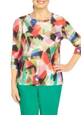 Women's Island Vibes Stained Glass Color Block Top