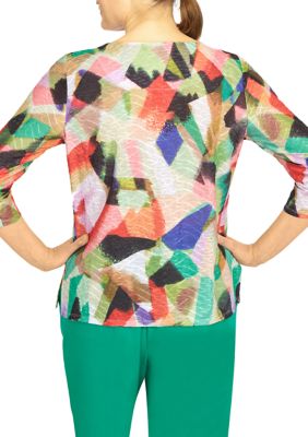 Women's Island Vibes Stained Glass Color Block Top