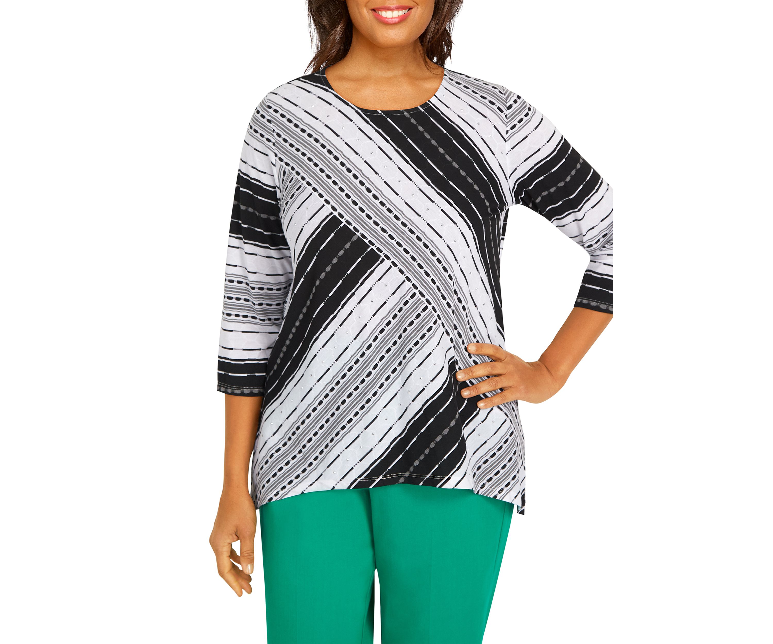 Womens Island Vibes Spliced Stripe Texture Top
