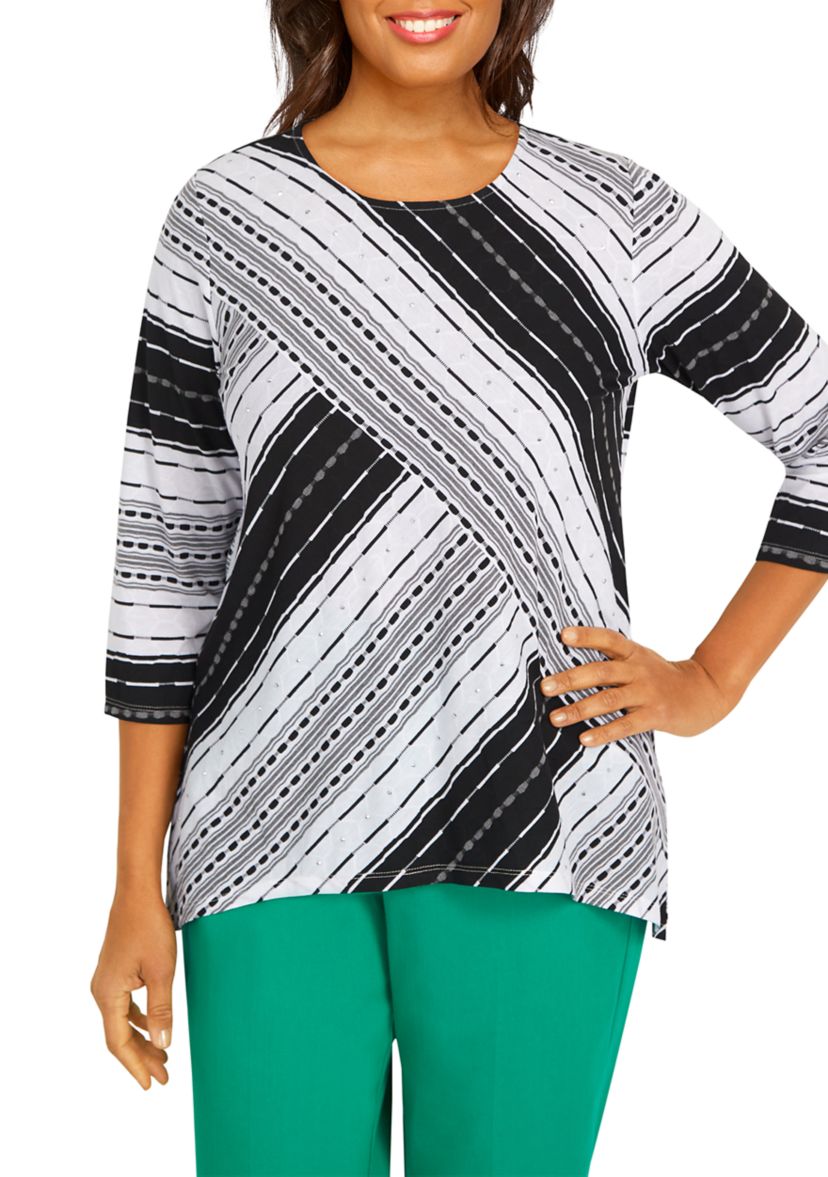 Womens Island Vibes Spliced Stripe Texture Top