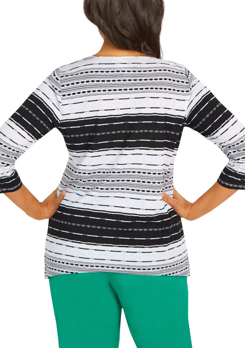 Womens Island Vibes Spliced Stripe Texture Top
