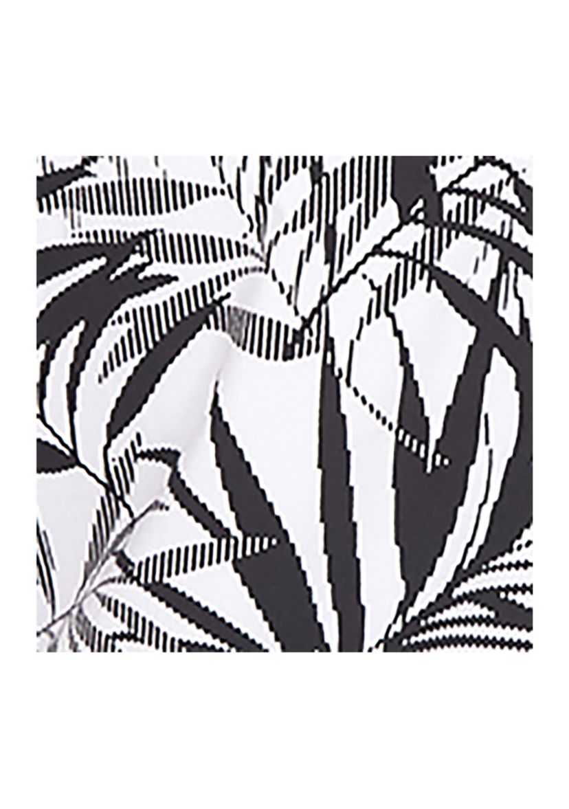 Womens Island Vibes Etched Leaves Top with Emerald Trim