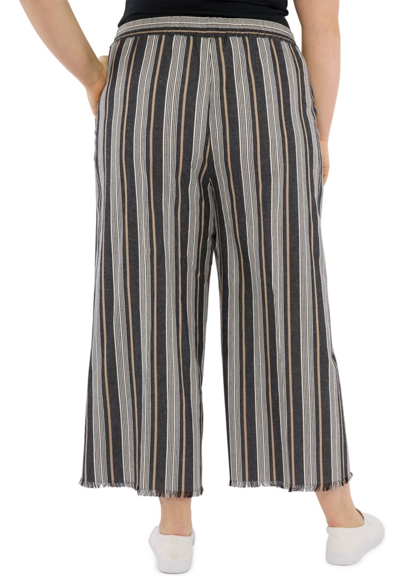 Plus Size Linen Stripe Pants