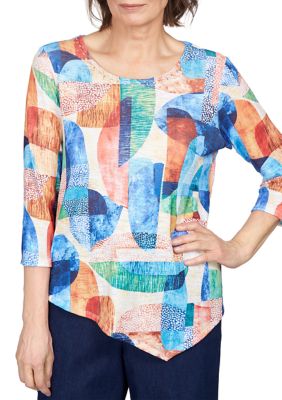 Women's Moody Blues Geometric Stained Glass Top