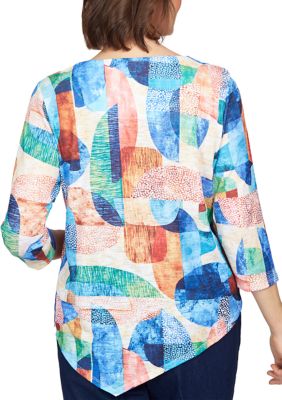 Women's Moody Blues Geometric Stained Glass Top