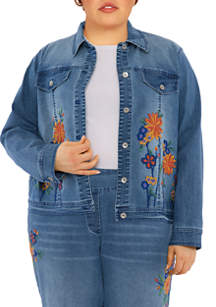Alfred Dunner Plus Size Moody Blues Embroidered Jacket | belk