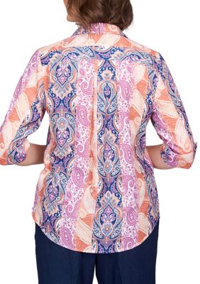 Petite Moody Blues Paisley Medallion Printed Top