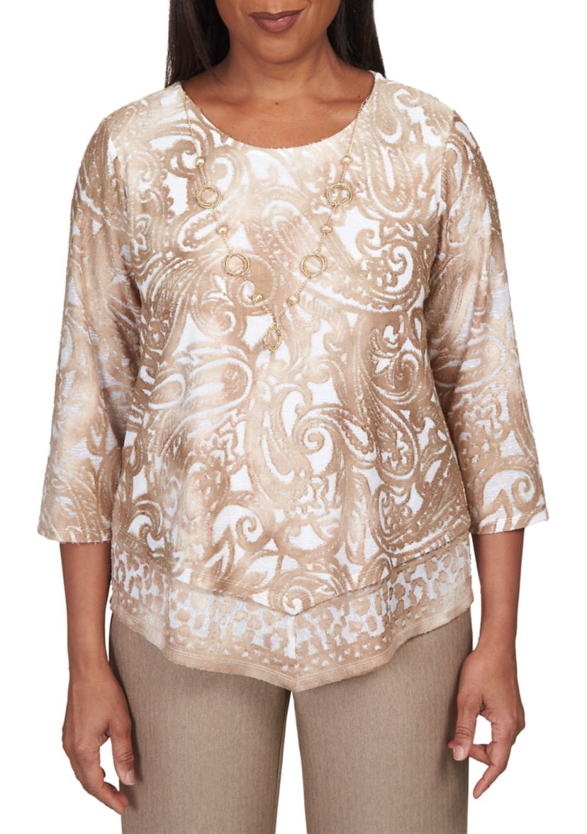 Womens Mulberry Street Paisley Jacquard Top