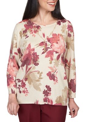 Women's Mulberry Street Floral Shimmer Print Top