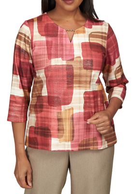 Petite Mulberry Street Texture Color Block Top