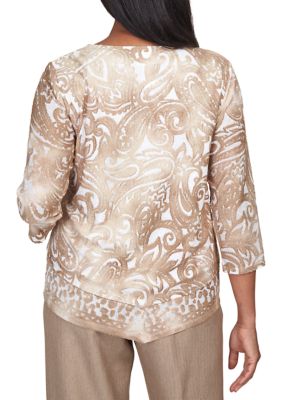 Petite Mulberry Street Paisley Jacquard Top