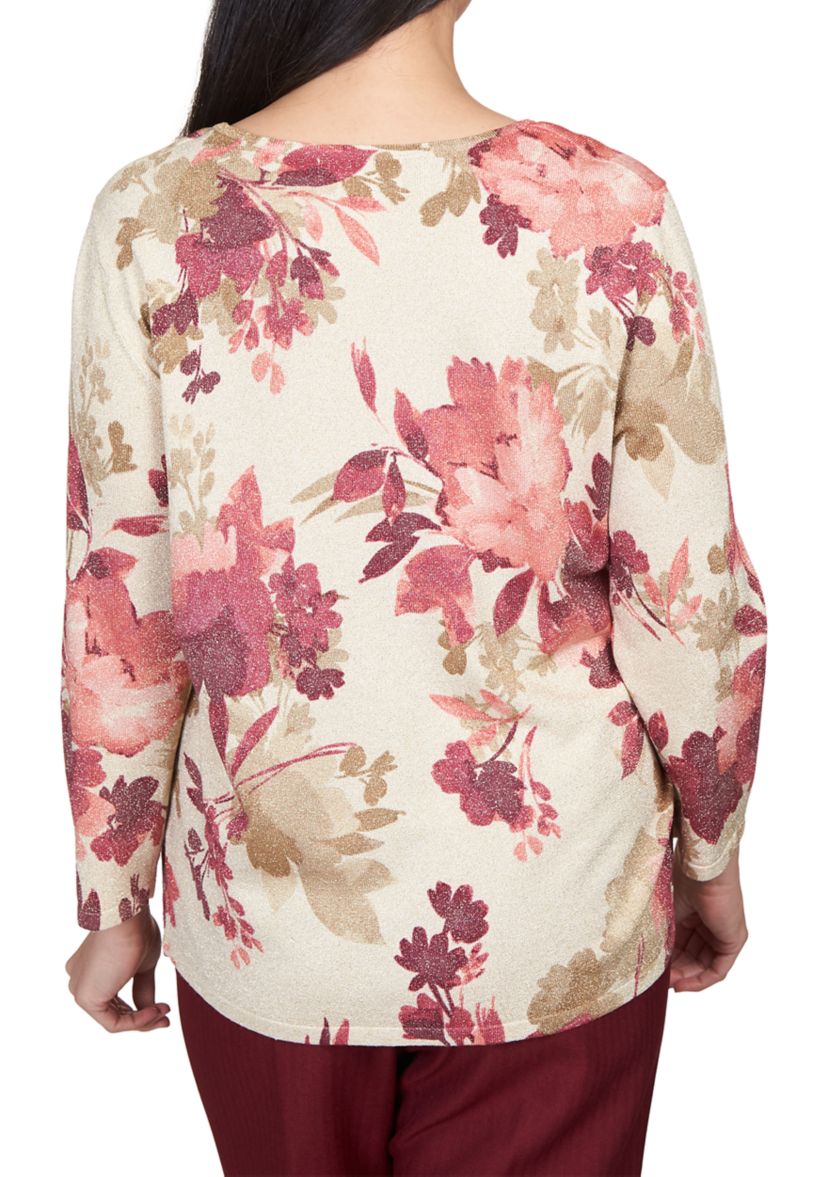 Petite Mulberry Street Floral Shimmer Print Top