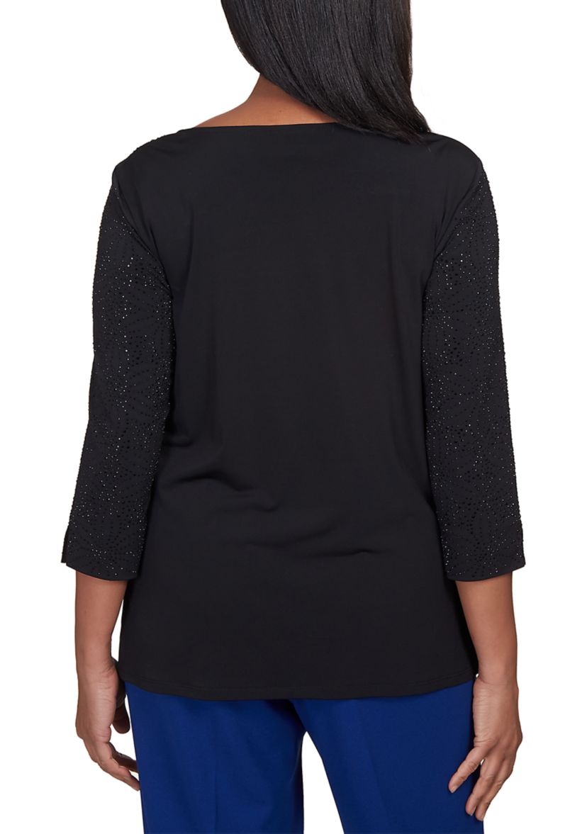 Womens Downtown Vibe Midnight Shimmery Cowl Neck Top