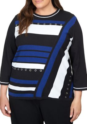 Plus Downtown Vibe Spliced Color Block Sweater