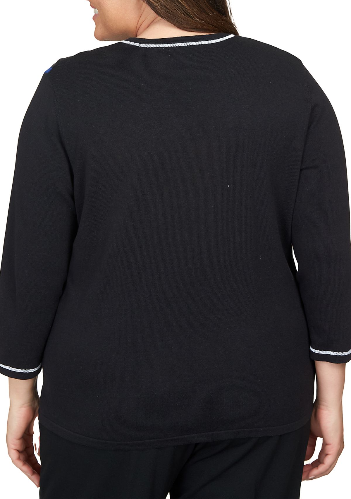 Plus Size Downtown Vibe Spliced Color Block Sweater 