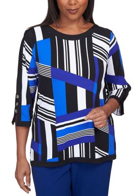 Petite Downtown Vibe Stripe Patch Top