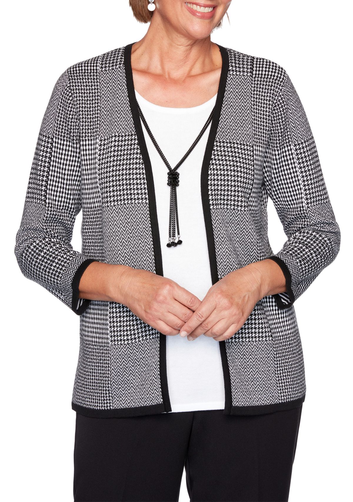Plus Size Knight Bridge Station Houndstooth Sweater