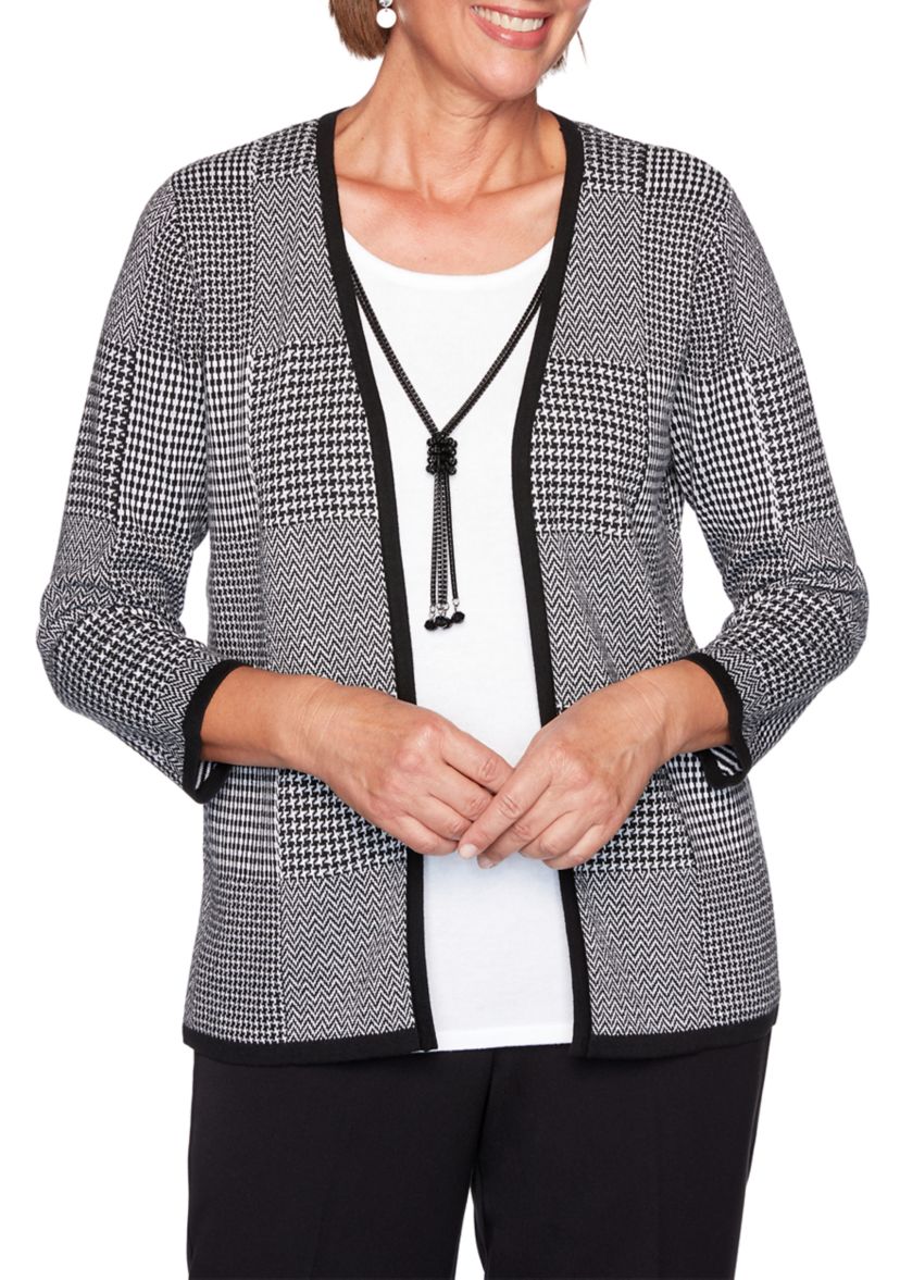 Plus Size Knight Bridge Station Houndstooth Sweater