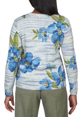 Petite Chelsea Market Space Dye Floral Print Sweatshirt