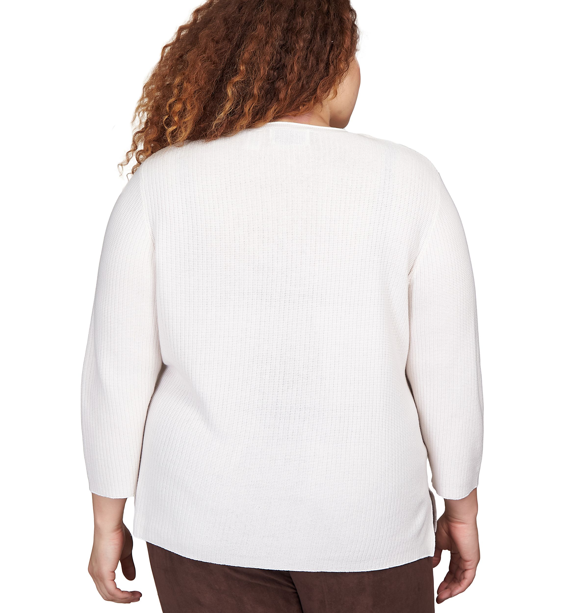 Plus Size Solid Texture Sweater with Detachable Necklace