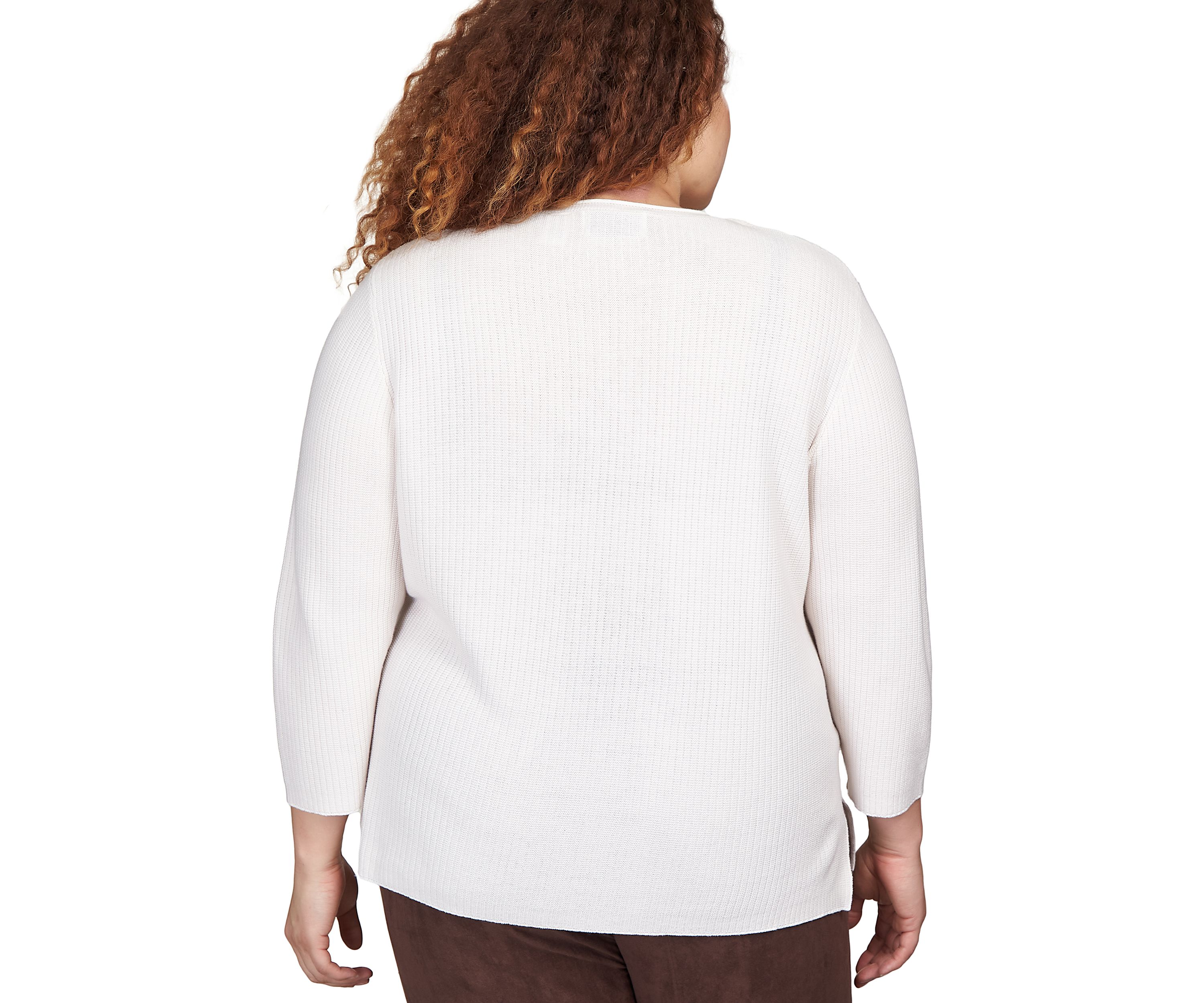 Plus Size Solid Texture Sweater with Detachable Necklace