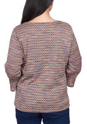 Petite Space Dye Stripe Sweater