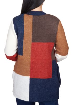 Petite Color Block Open Cardigan