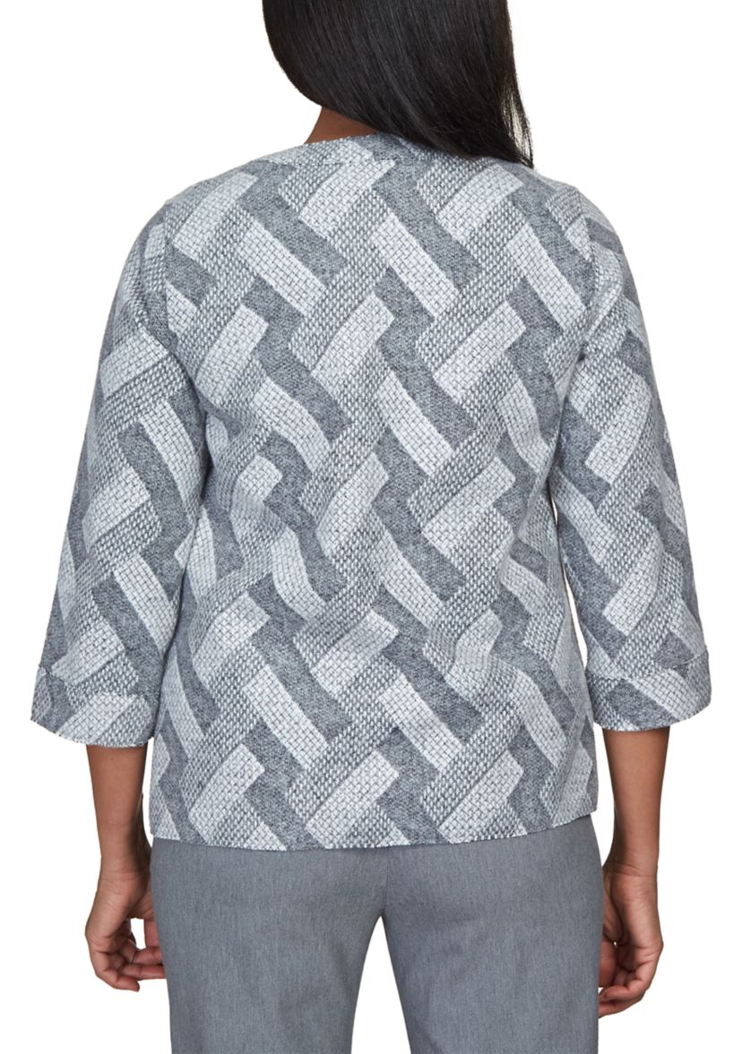 Womens Point of View Pewter Geometric Woven Jacket