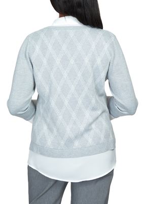 Women's Point of View Diamond Pullover Two One Sweater