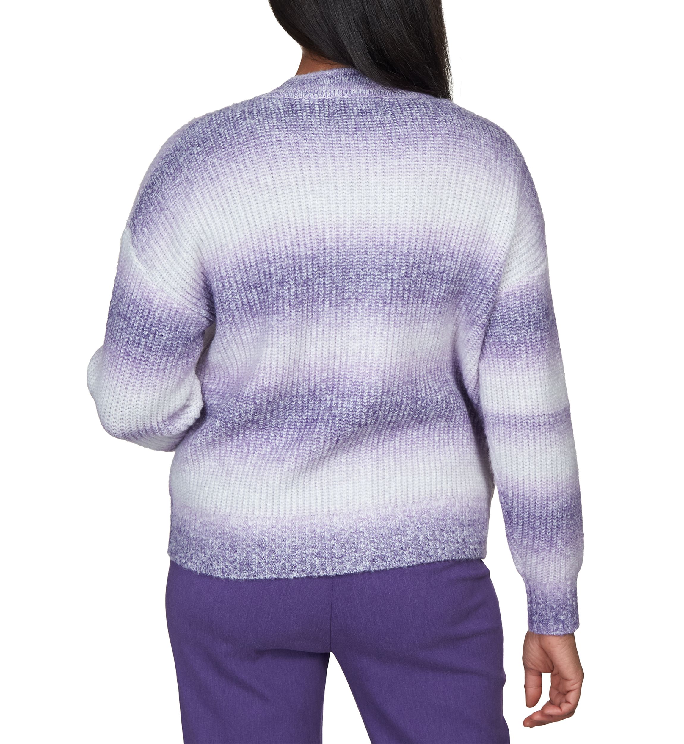 Womens Point of View Blurred Stripes Cardigan with Flower Buttons