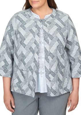 Plus Point of View Geometric Texture Jacket