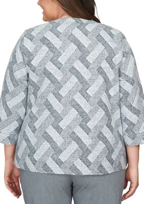 Plus Point of View Geometric Texture Jacket