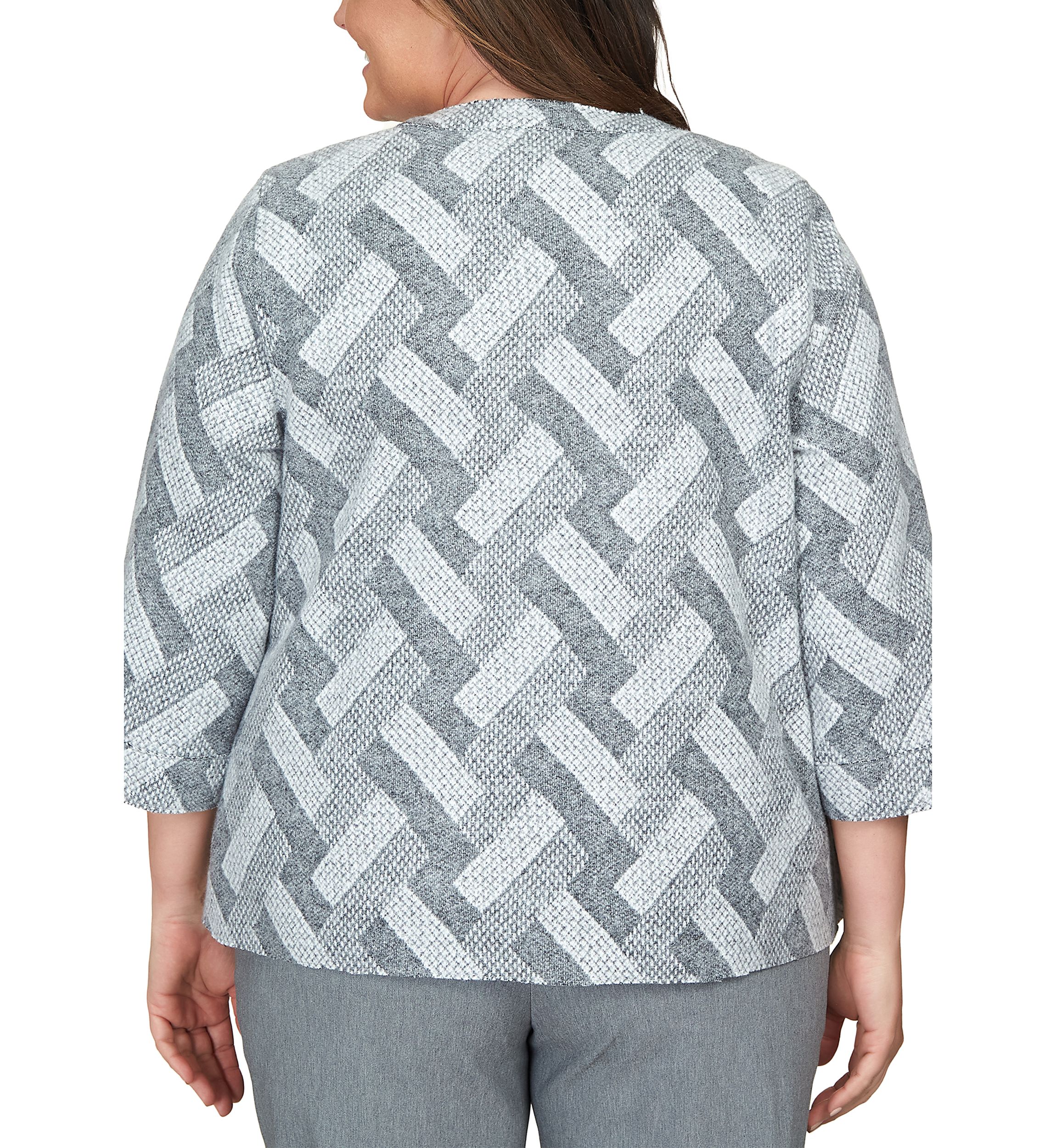 Plus Size Point of View Geometric Texture Jacket