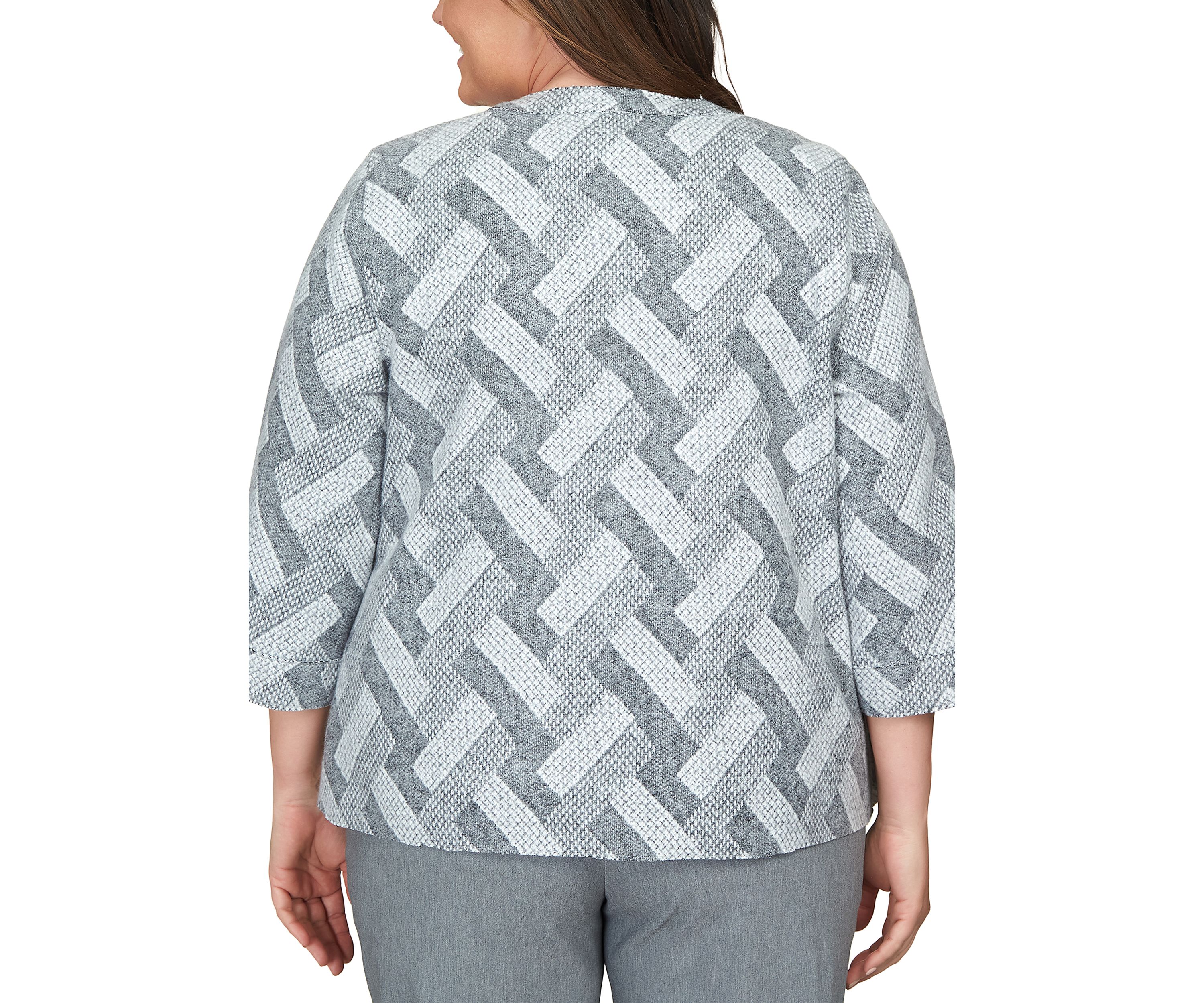Plus Size Point of View Geometric Texture Jacket