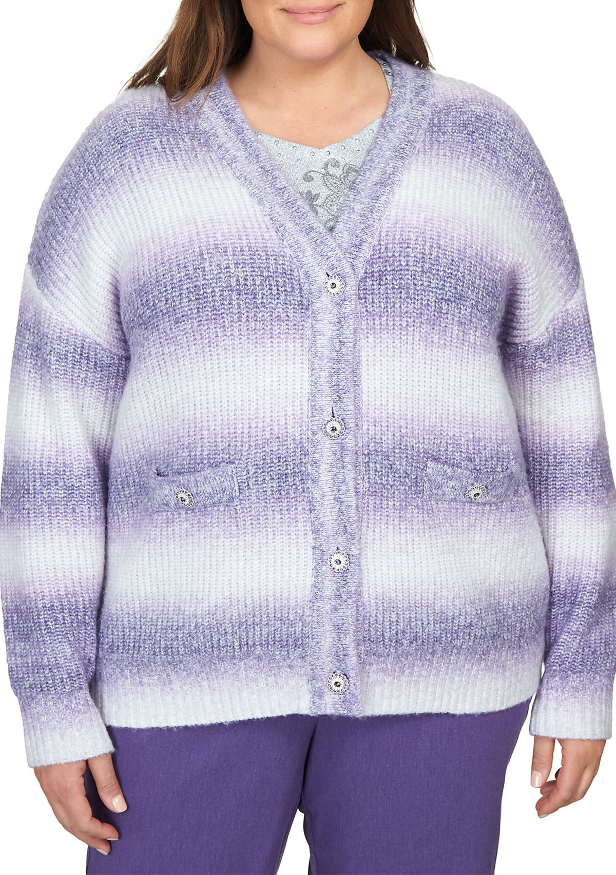 Plus Size Ombré Striped Cardigan