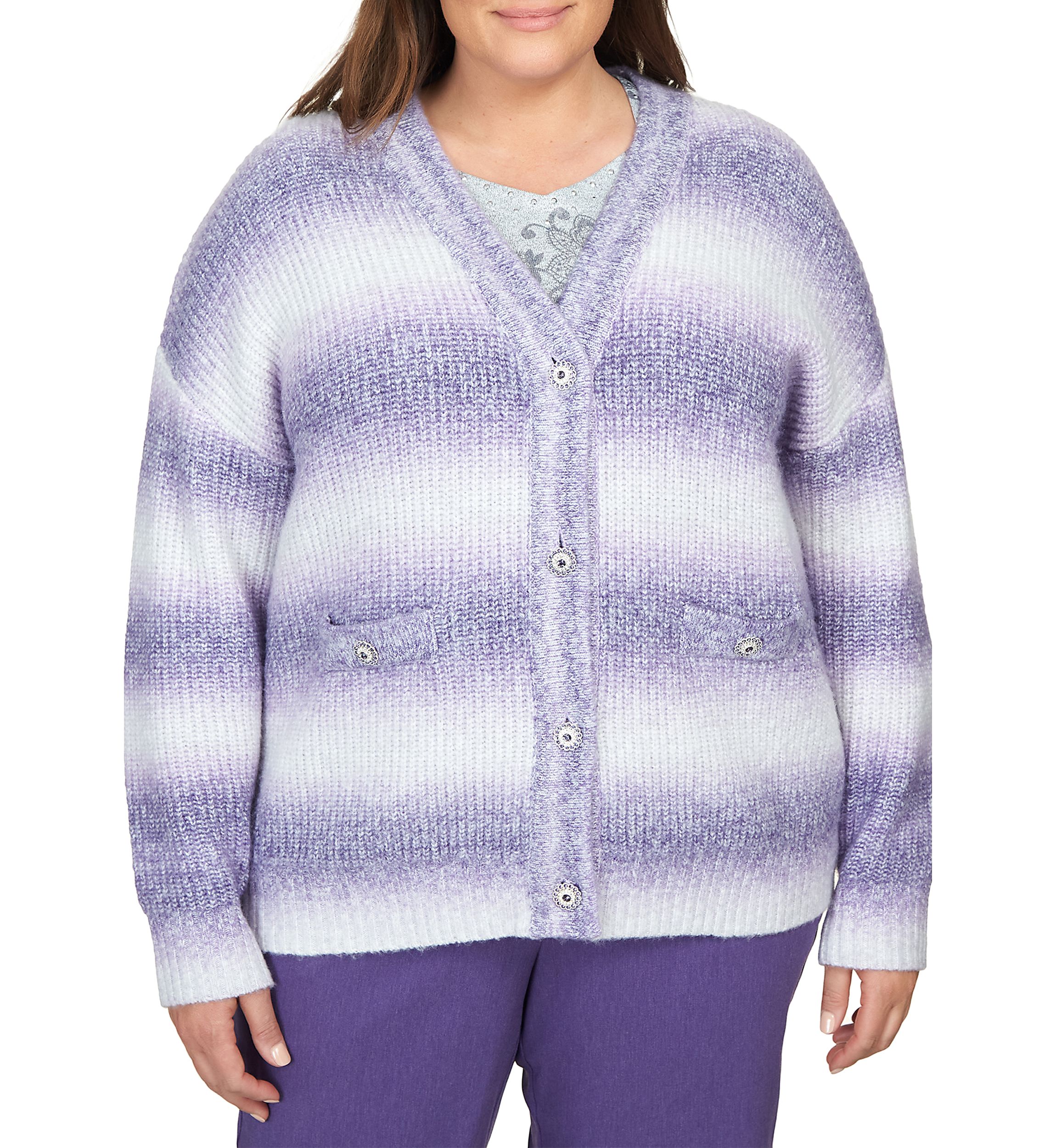 Plus Size Ombré Striped Cardigan
