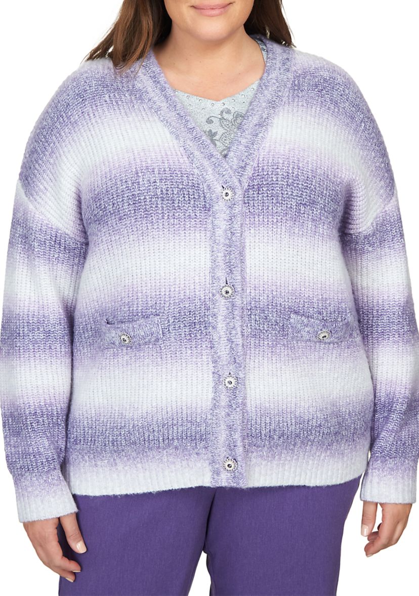 Plus Size Ombré Striped Cardigan