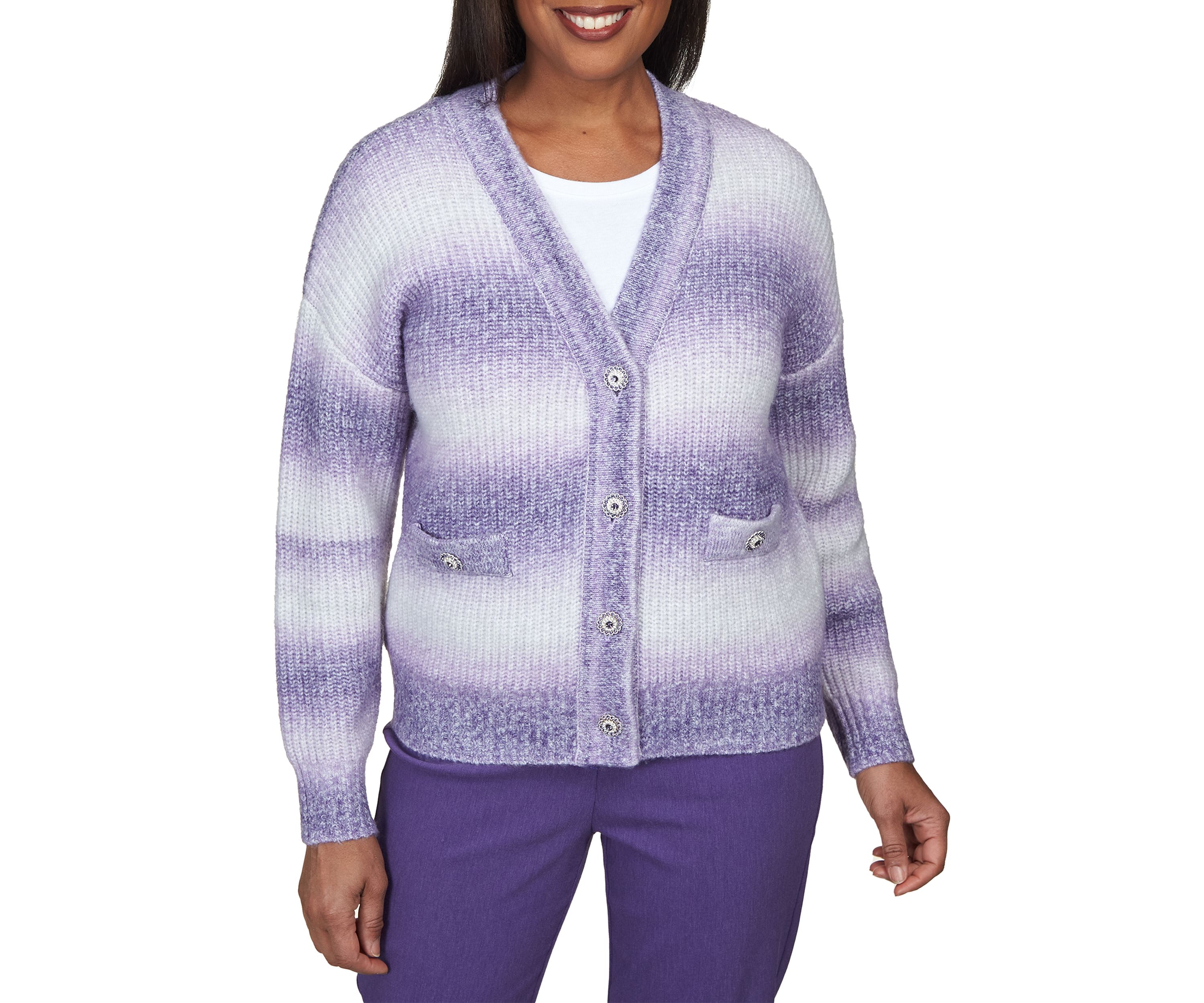 Petite Ombré Stripe Cardigan 