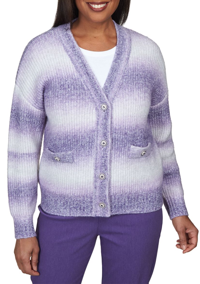 Petite Ombré Stripe Cardigan 