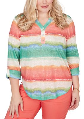 Alfred Dunner Women's Petite Resort Living Biadere Top