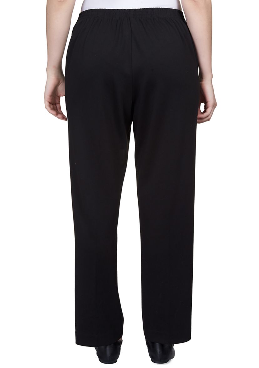 Womens Park Place Buckled Stretch Knit Short Length Ponte Pants
