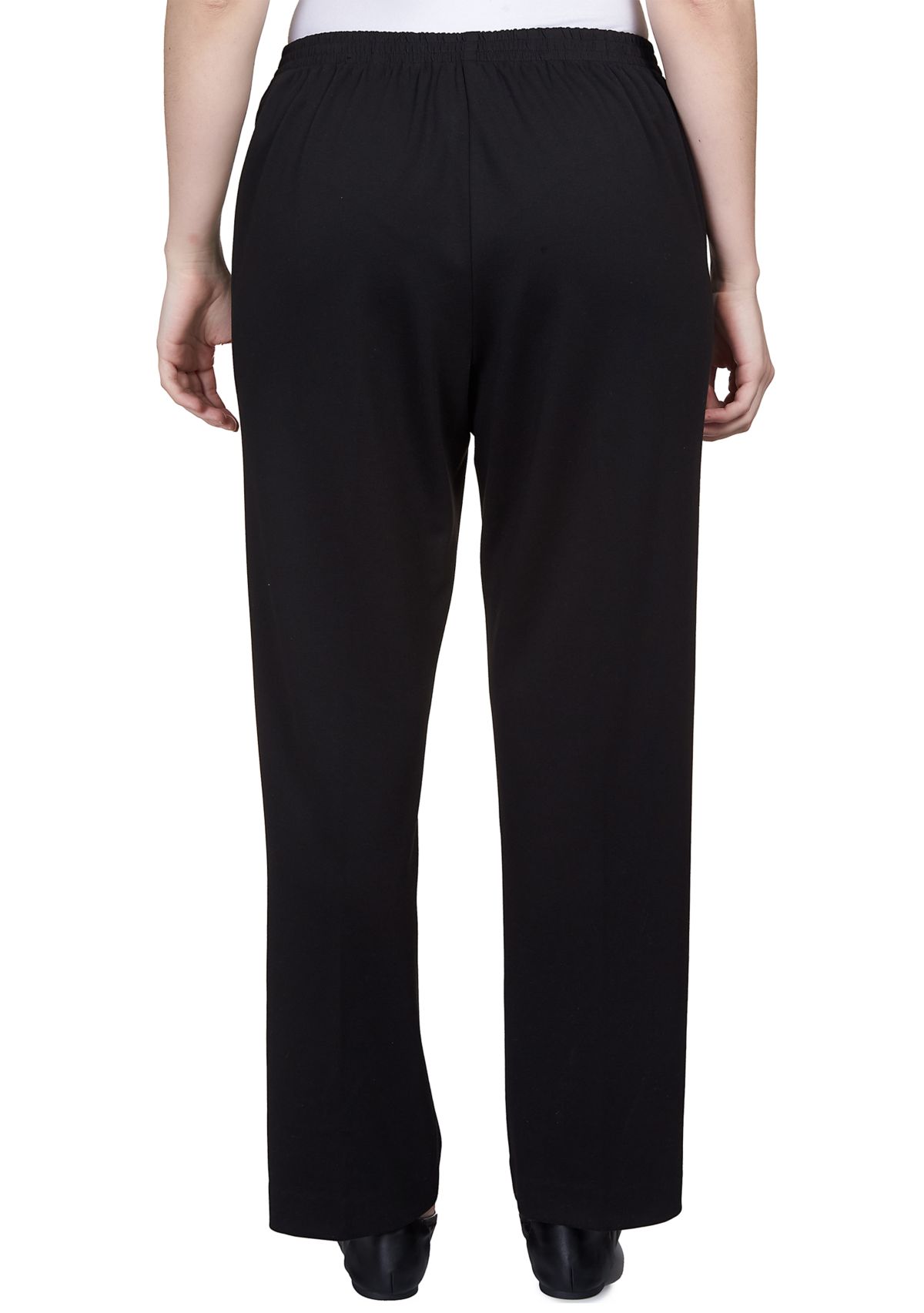 Womens Park Place Buckled Stretch Knit Average Length Ponte Pants