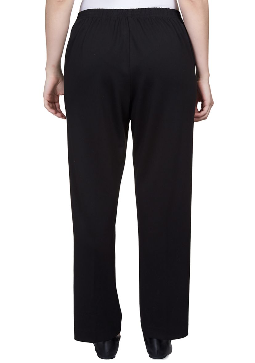 Womens Park Place Buckled Stretch Knit Average Length Ponte Pants